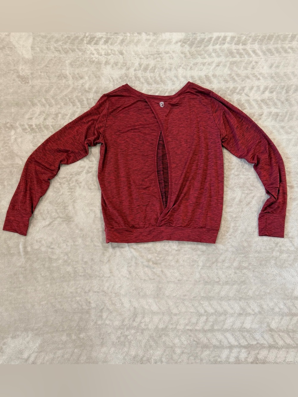 Born Primitive Maroon Heather Athletic Open Back Thumbhole Workout Top Small